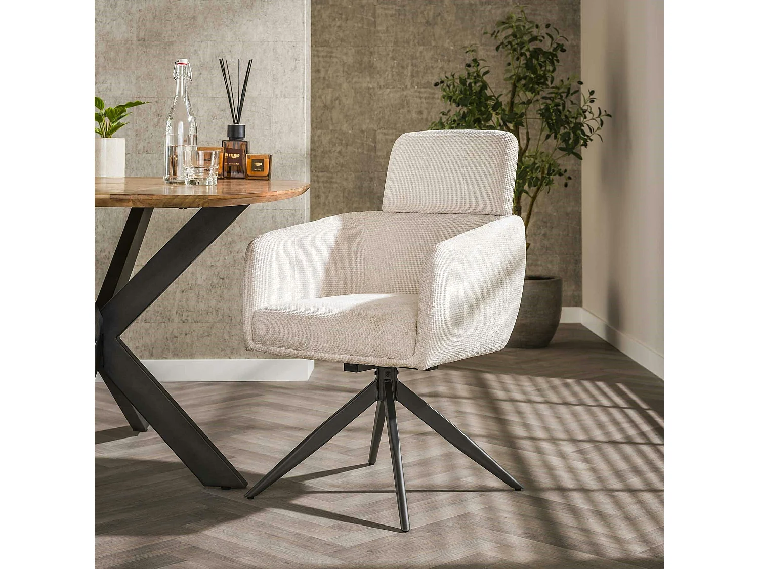 Fauteuil pivotant blanc avec appuie-tête (lot de 2) CREEK
