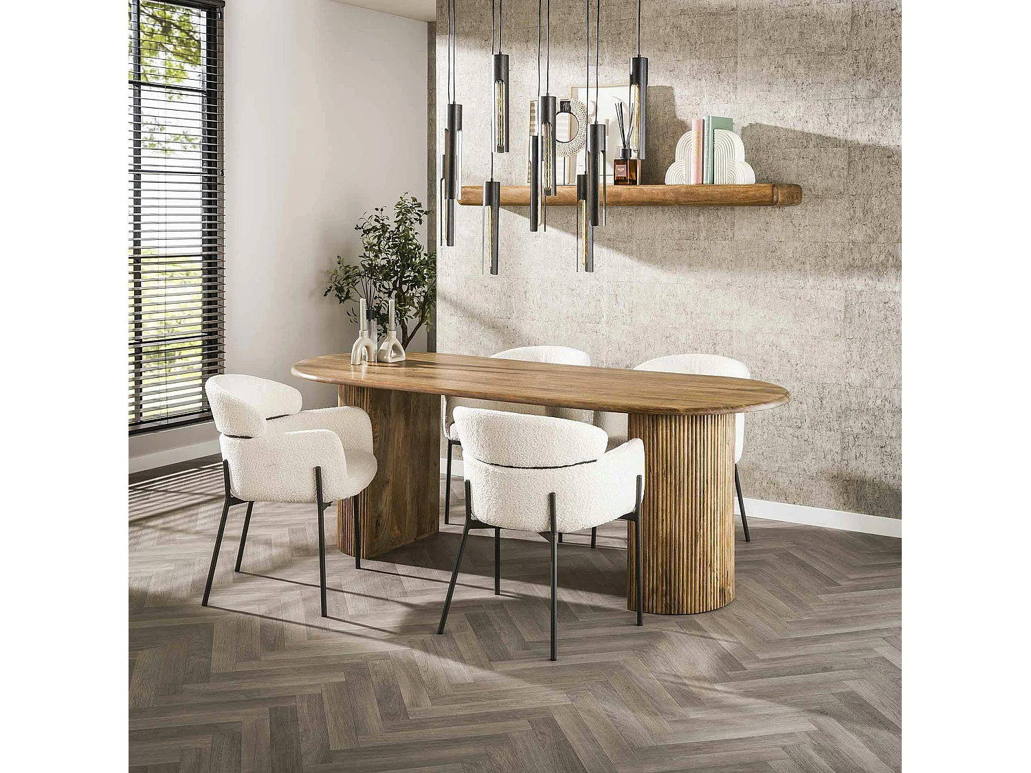 Table à manger en bois de manguier à bords ronds 215 cm CREEK