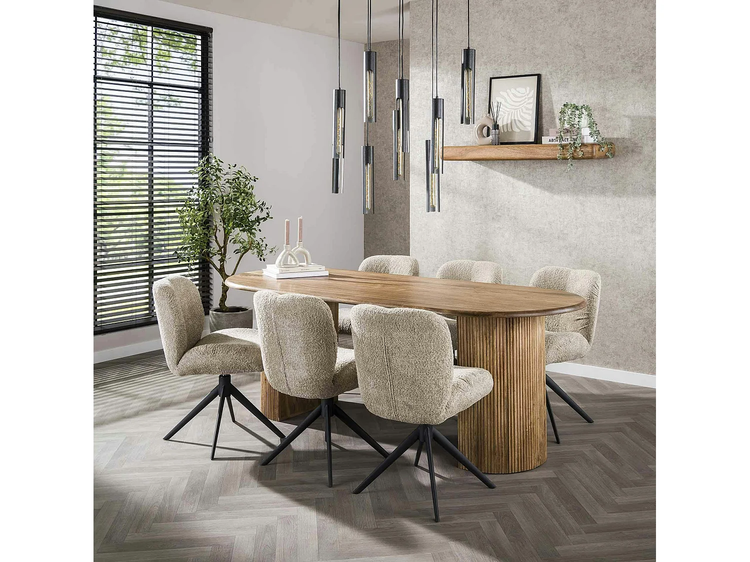 Table à manger en bois de manguier à bords ronds 215 cm CREEK