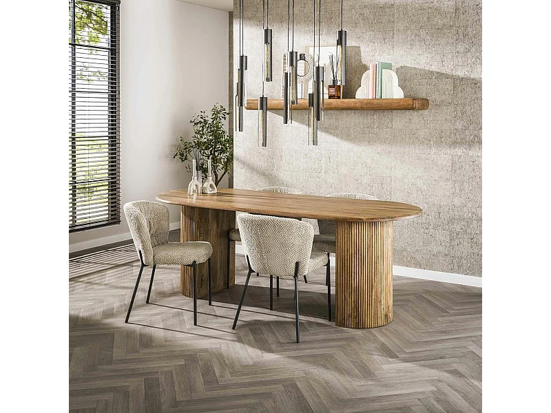 Table à manger en bois de manguier à bords ronds 215 cm CREEK