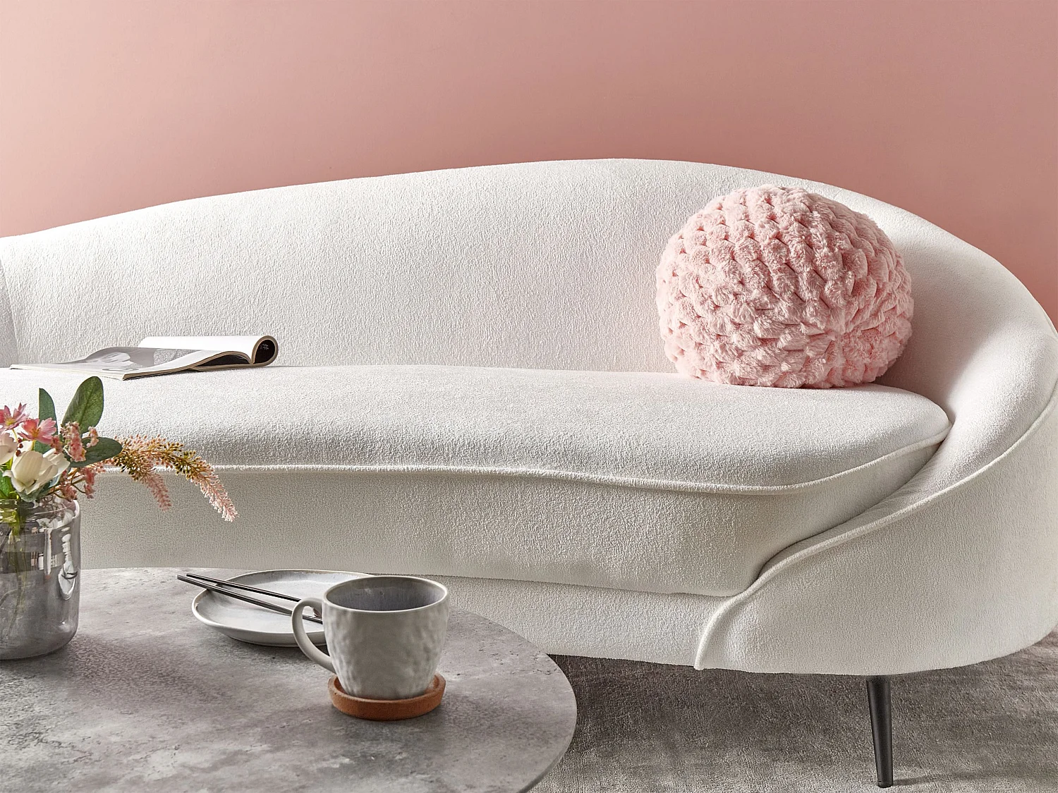 Coussin ROSEA Fourrure synthétique 30 x 30 cm Rose Unicolore