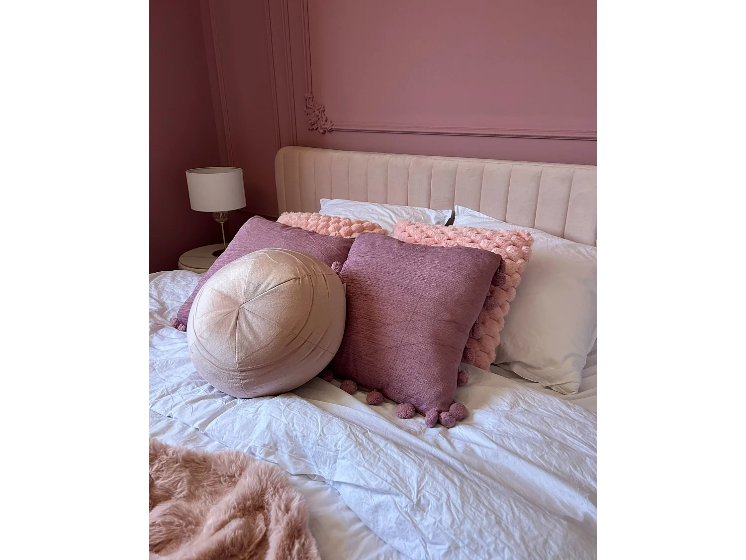 Coussin SALVIA Velours 30 x 30 cm Rose Unicolore