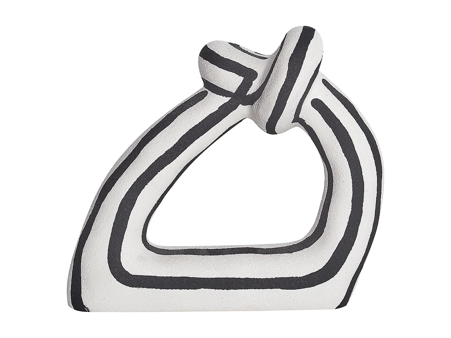 Wohnzimmer Dekofigur Steinzeug weiß-schwarz Knotenform gestreift 24 cm Zander