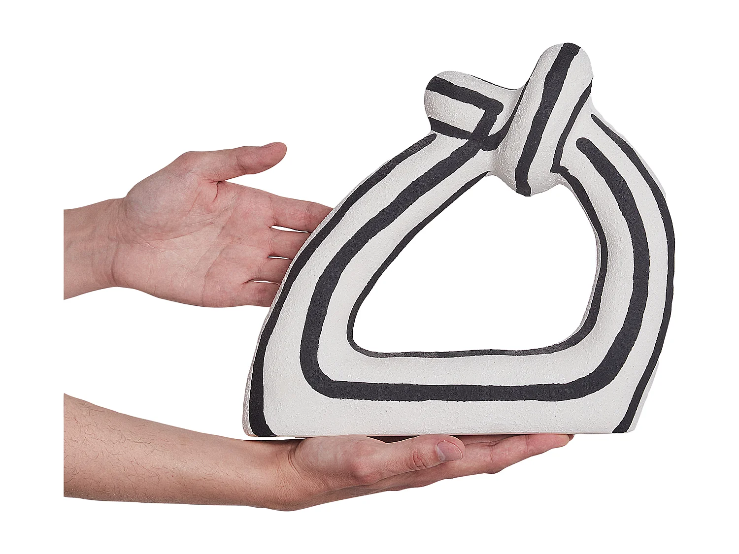 Wohnzimmer Dekofigur Steinzeug weiß-schwarz Knotenform gestreift 24 cm Zander