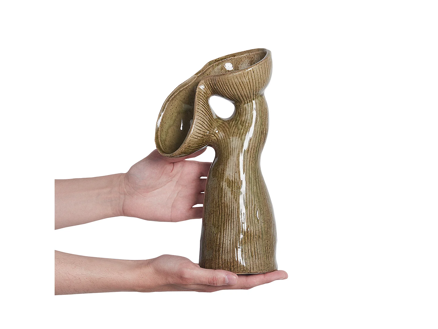 Vase à fleurs CALAMUS Grès 28 cm Vert