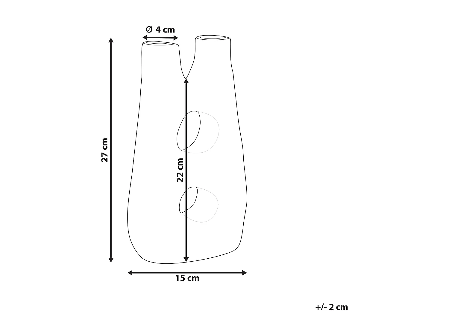 Blumenvase Steinzeug braun mit Löchern 2 Öffnungen 27cm Tischdeko modern Uaru