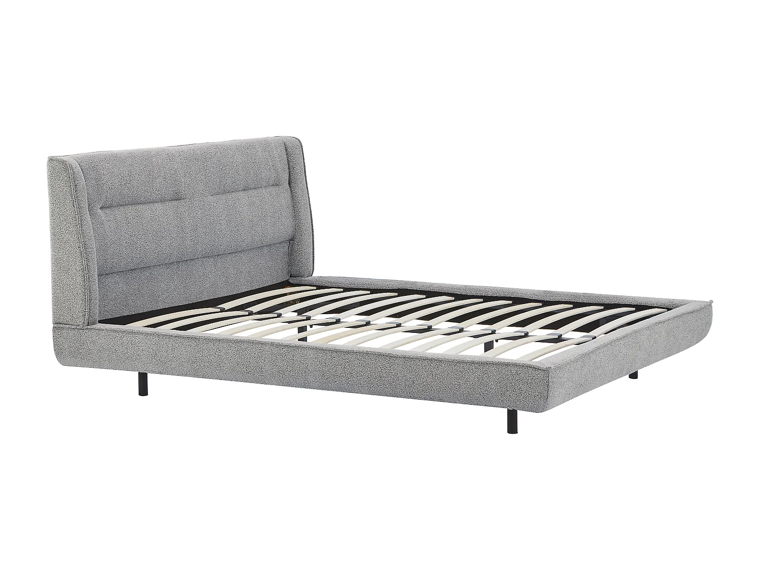 Lit 140 x 190 cm - Tissu bouclette - Gris - ISYDE