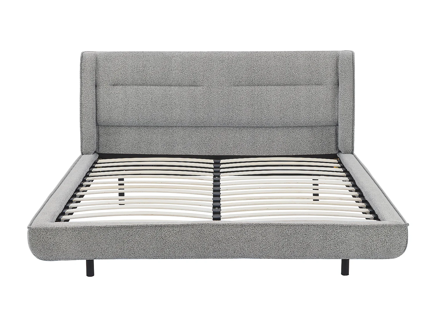 Lit 140 x 190 cm - Tissu bouclette - Gris - ISYDE