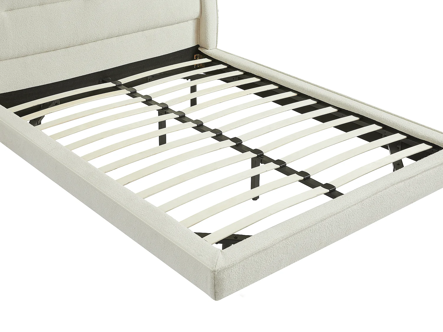 Lit 160 x 200 cm - Tissu bouclette - Beige - ISYDE