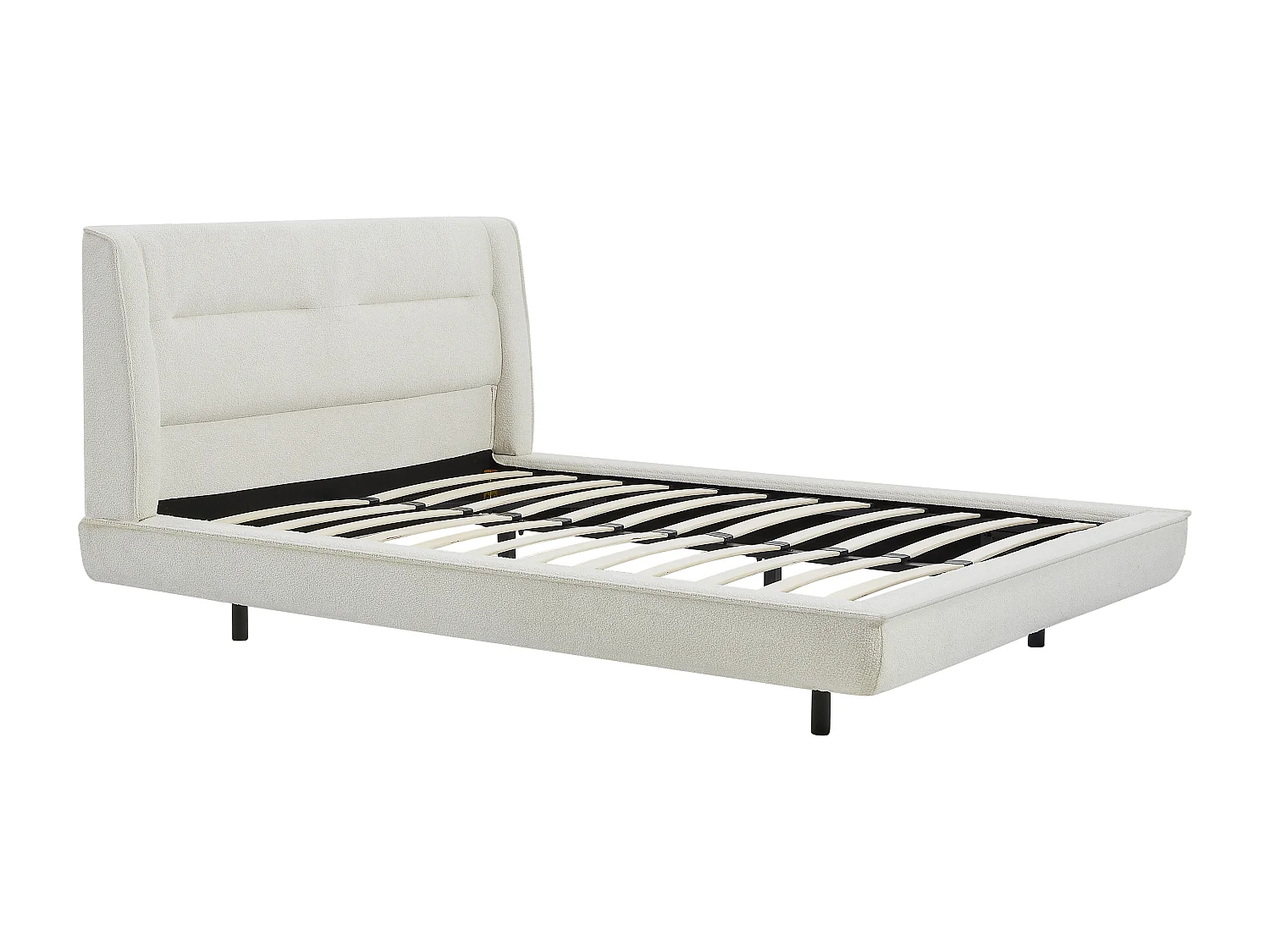 Lit 160 x 200 cm - Tissu bouclette - Beige - ISYDE