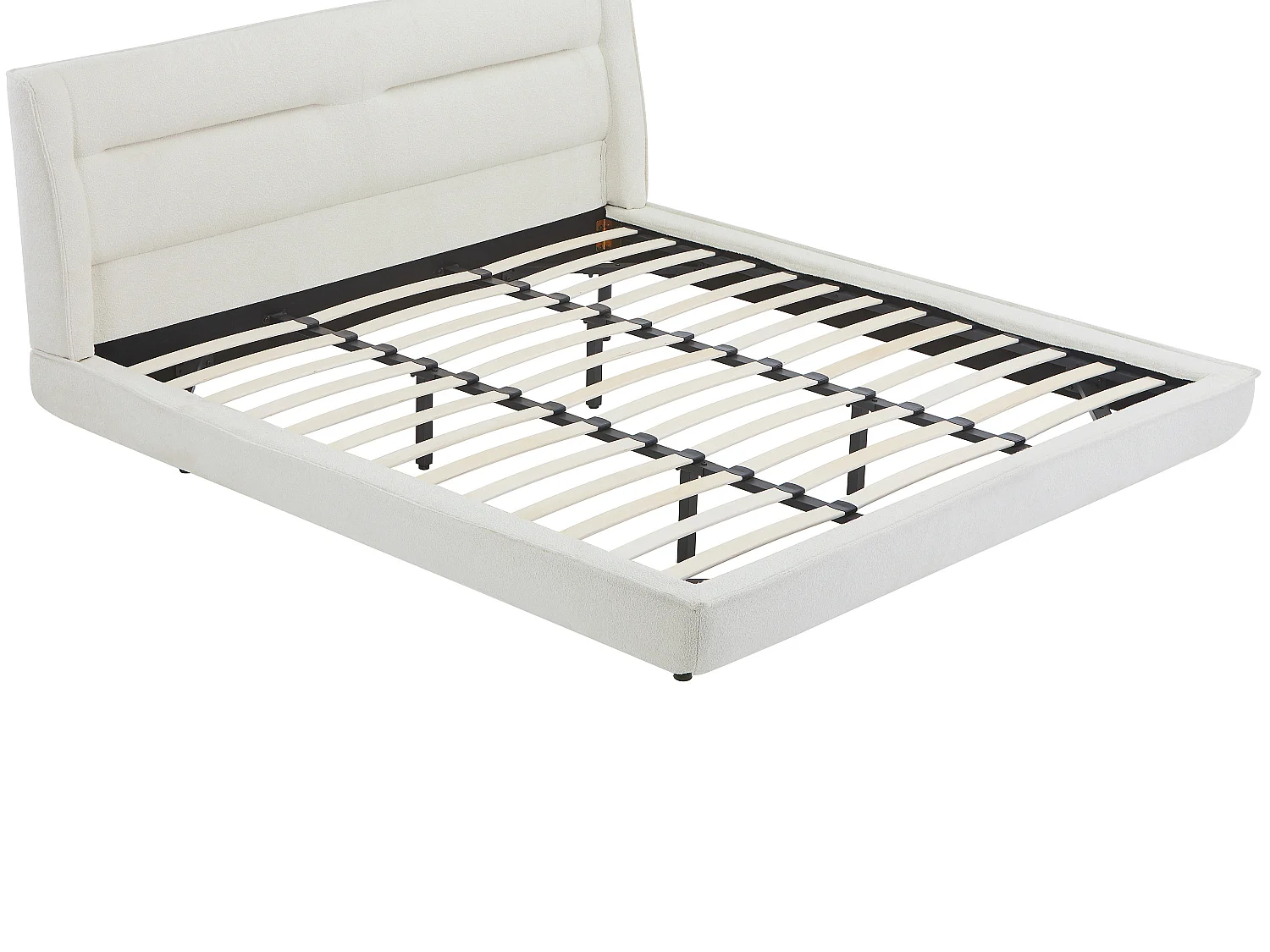 Lit 180 x 200 cm - Tissu bouclette - Beige - ISYDE