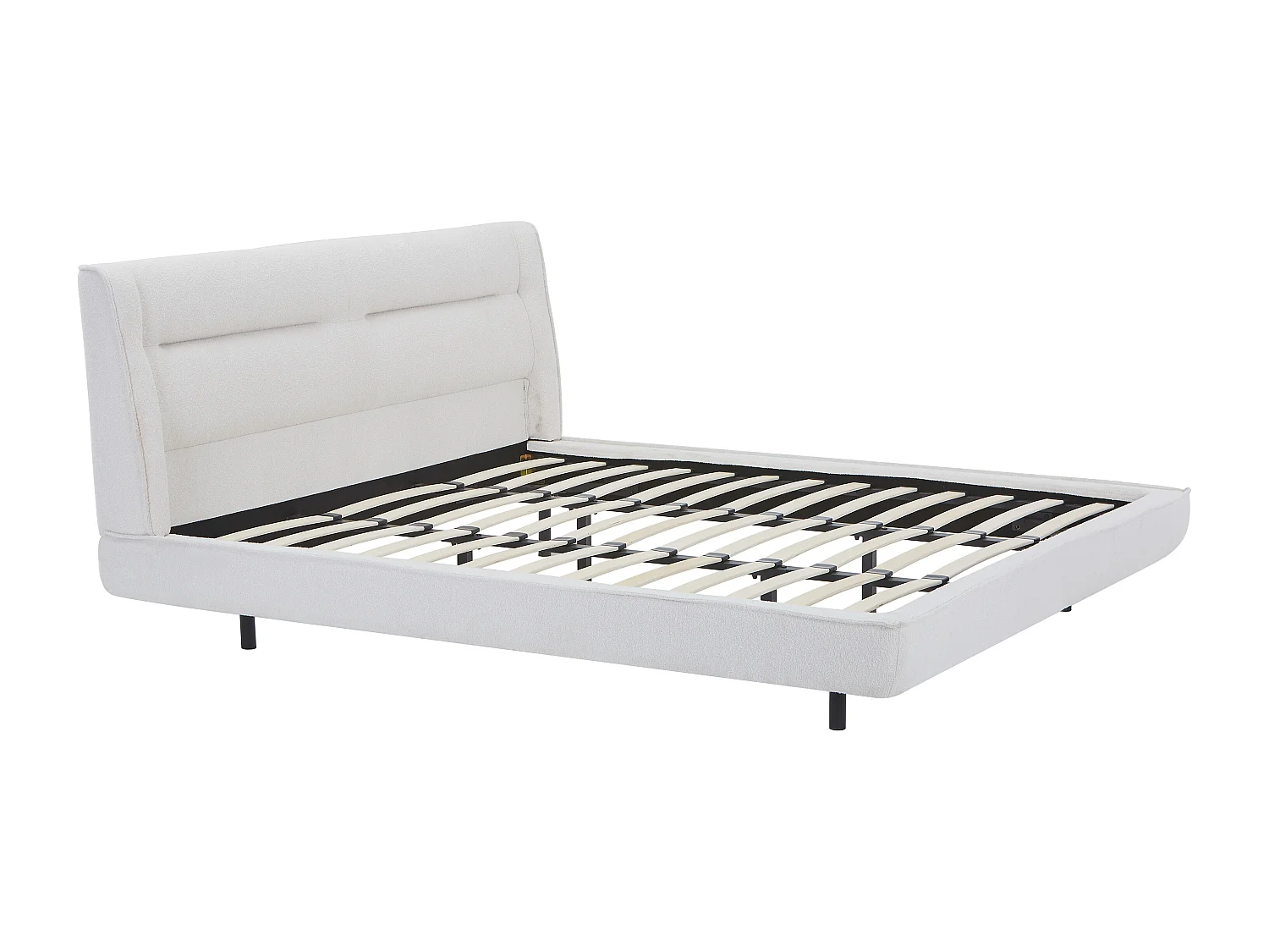 Lit 180 x 200 cm - Tissu bouclette - Beige - ISYDE