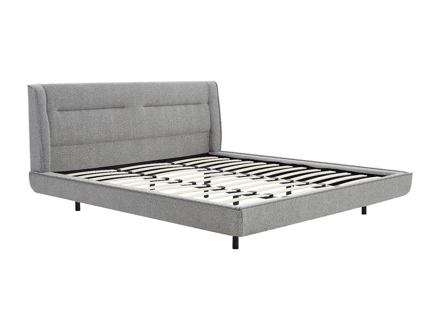 Lit 180 x 200 cm - Tissu bouclette - Gris - ISYDE