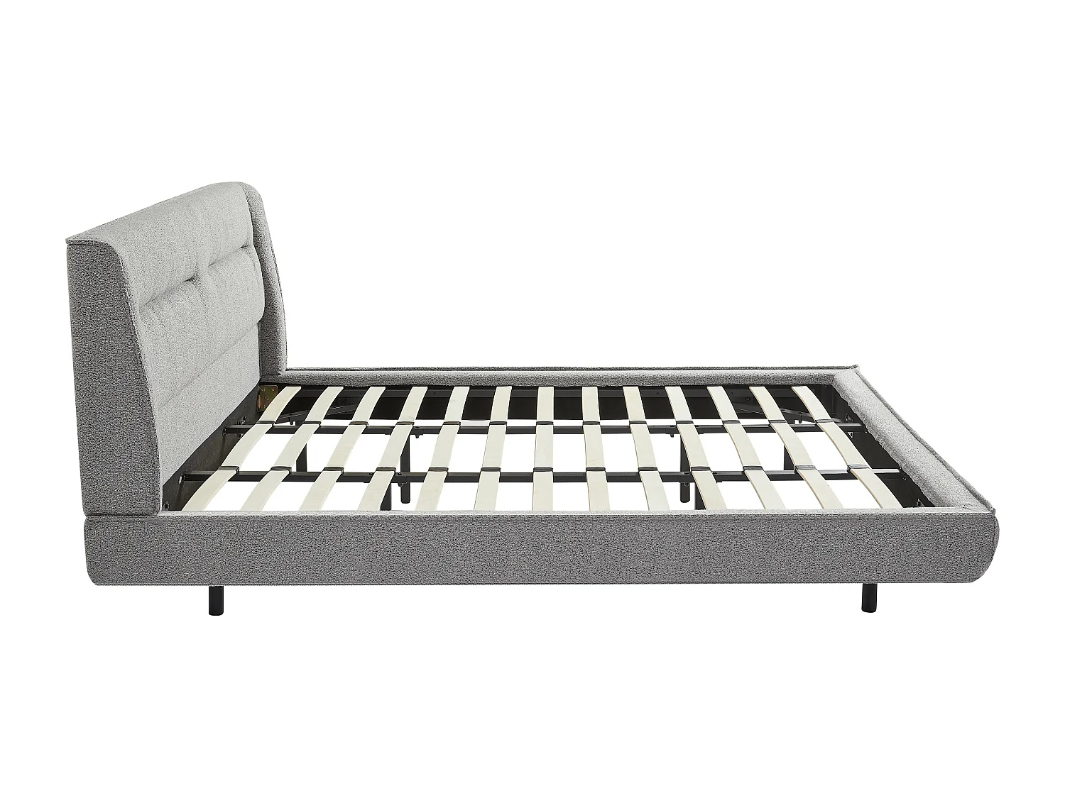 Lit 180 x 200 cm - Tissu bouclette - Gris - ISYDE