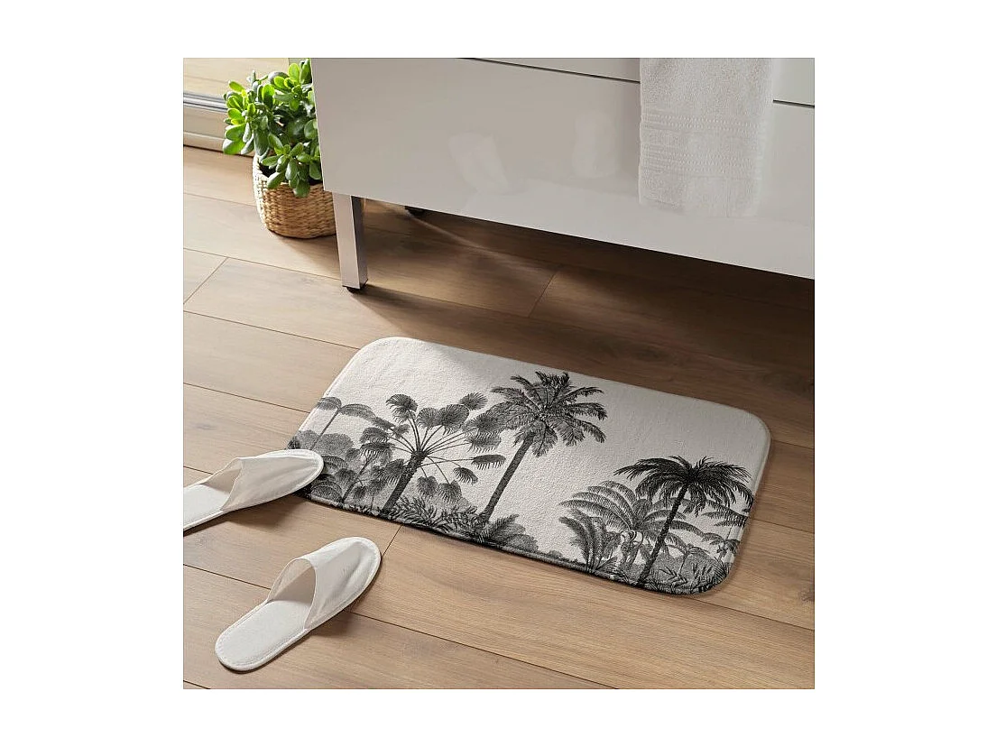 Tapis de Bain Imprimé "Cocoty" 45x75cm Noir & Blanc