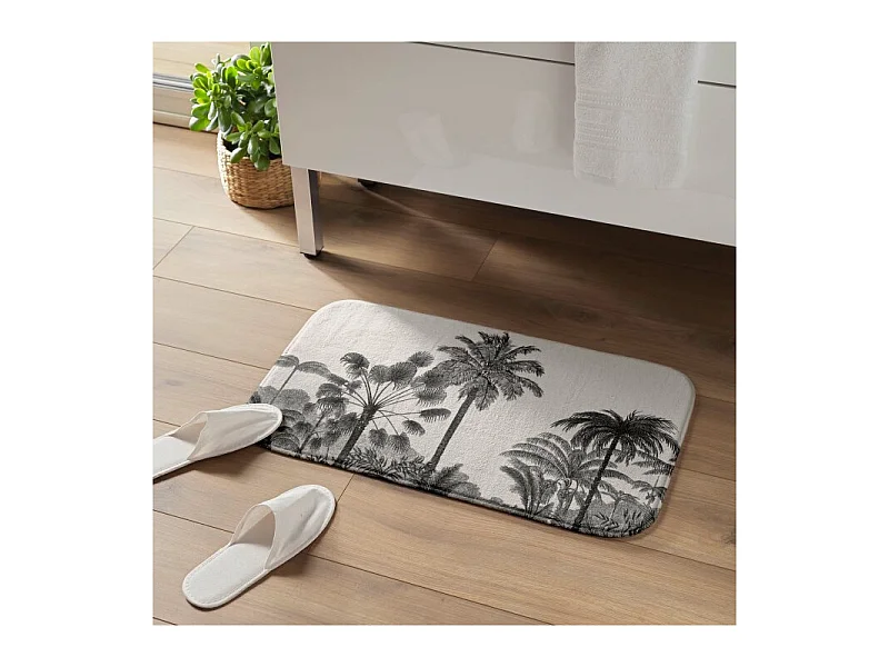 Tapis de Bain Imprimé "Cocoty" 45x75cm Noir & Blanc