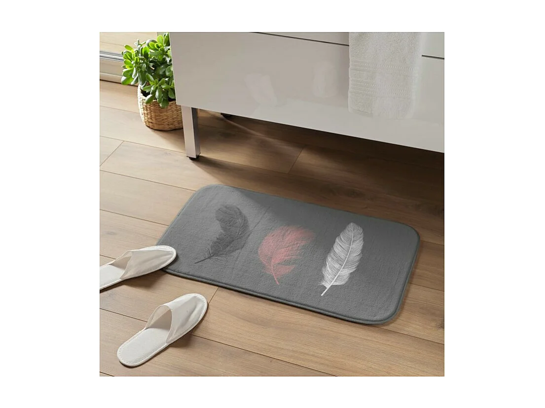 Tapis de Bain Imprimé "Penelope" 45x75cm Gris