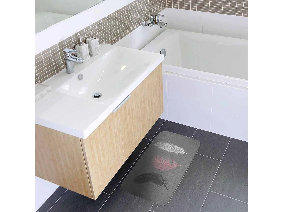 Tapis de Bain Imprimé "Penelope" 45x75cm Gris