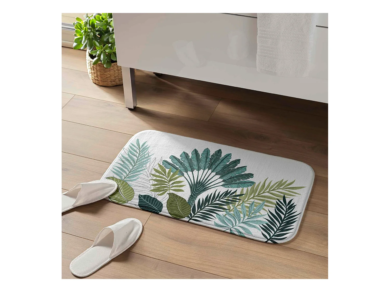 Tapis de Bain "Panazio" 45x75cm Vert & Blanc