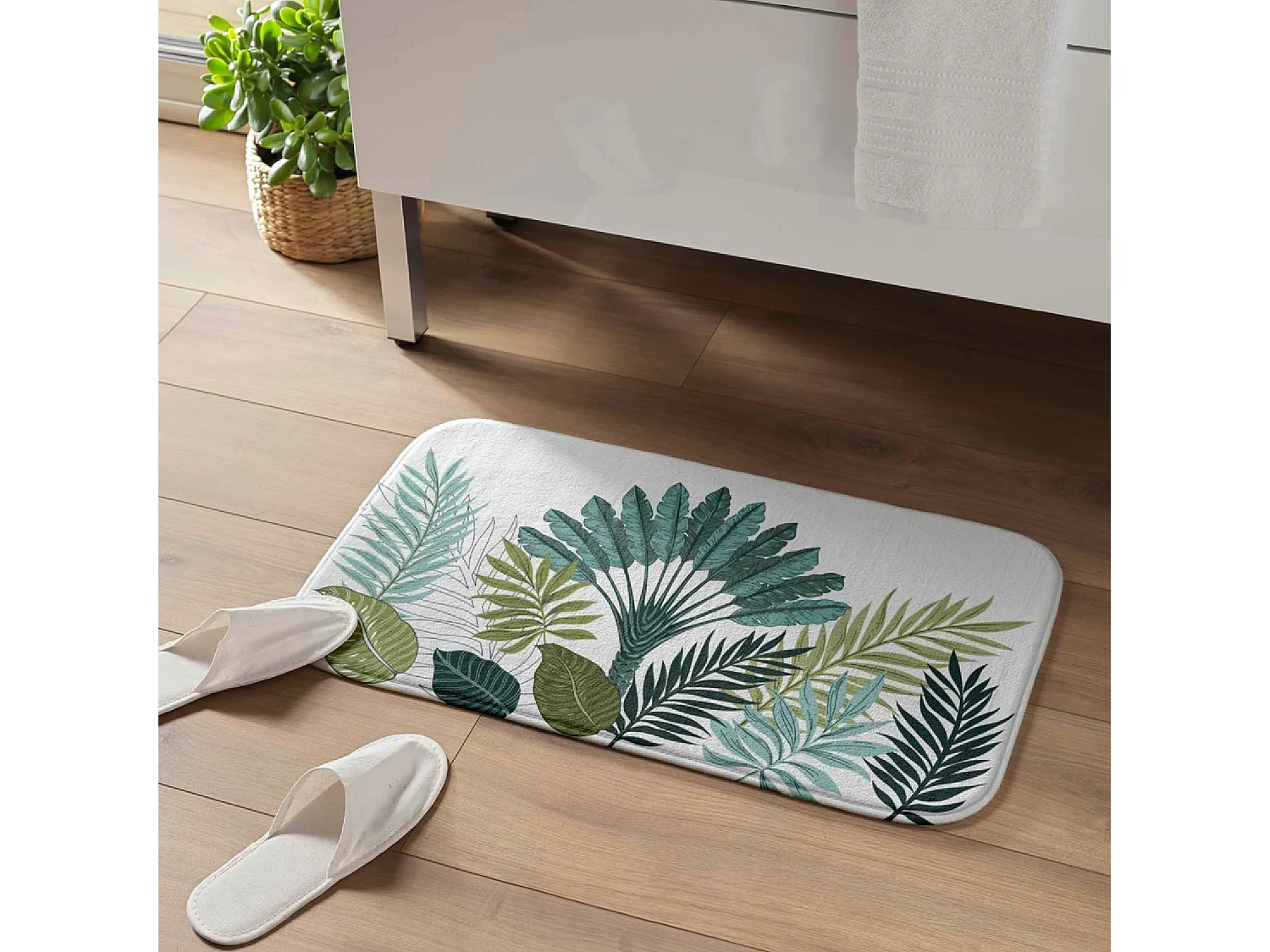 Tapis de Bain "Panazio" 45x75cm Vert & Blanc