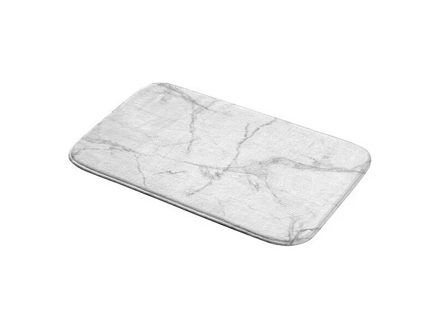 Tapis de Bain Microfibre "Effet Marbre" 45x75cm Blanc