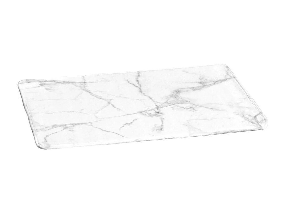 Tapis de Bain Microfibre "Effet Marbre" 45x75cm Blanc