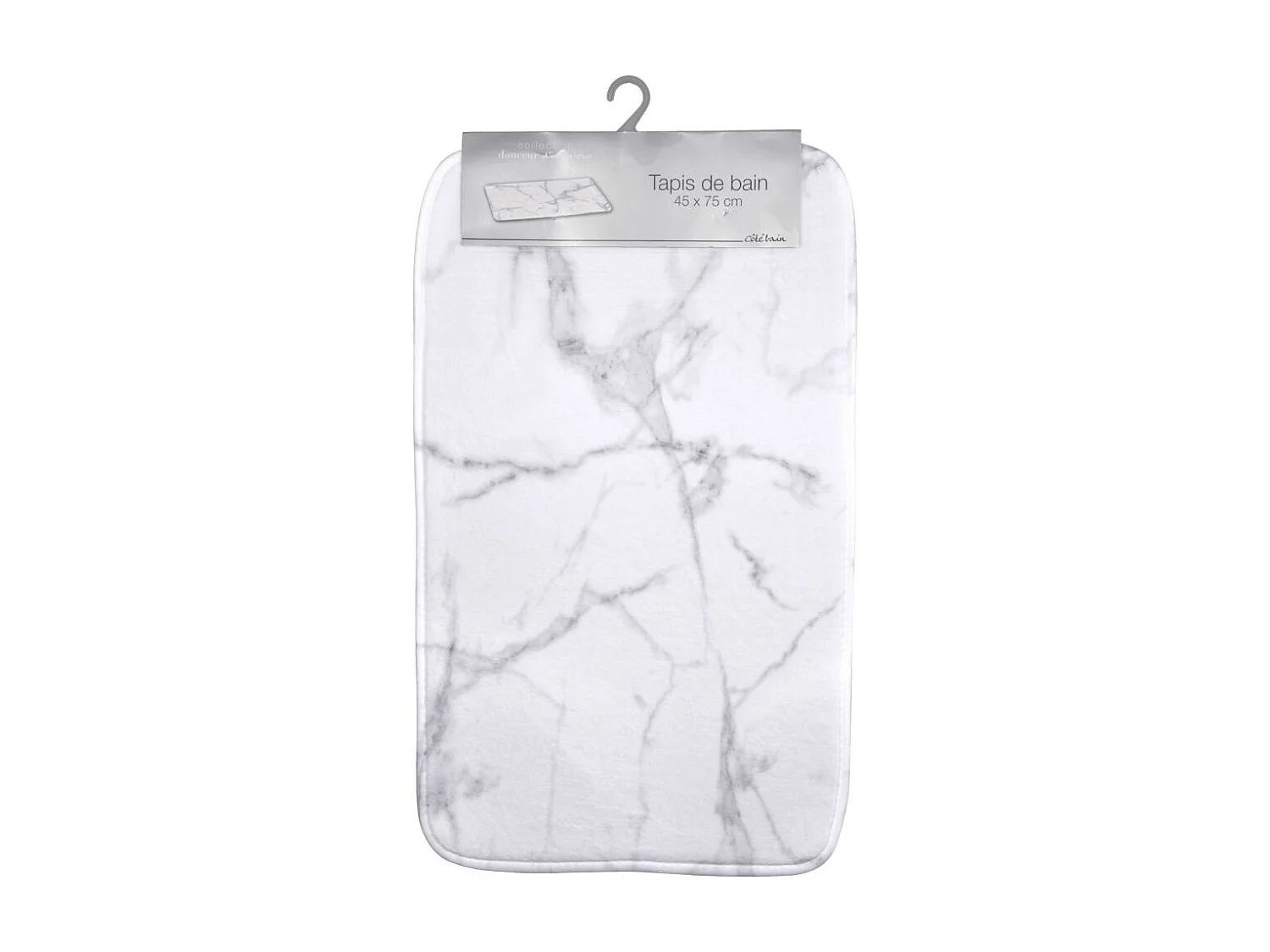 Tapis de Bain Microfibre "Effet Marbre" 45x75cm Blanc