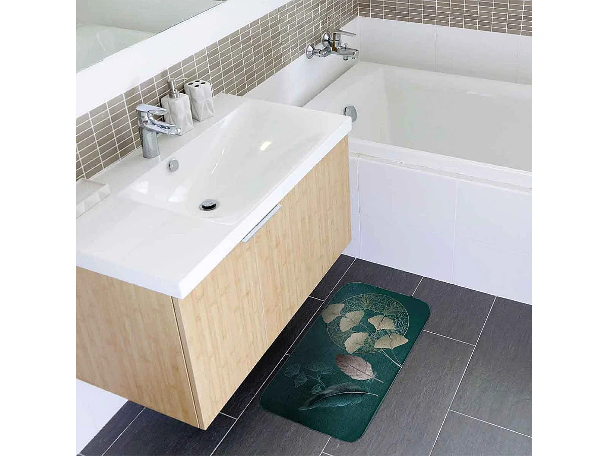 Tapis de Bain Microfibre "Ginkoblue" 45x75cm Vert