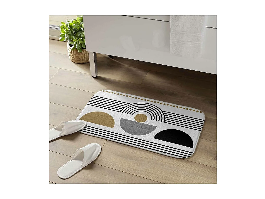 Tapis de Bain Imprimé "Memphis" 45x75cm Blanc