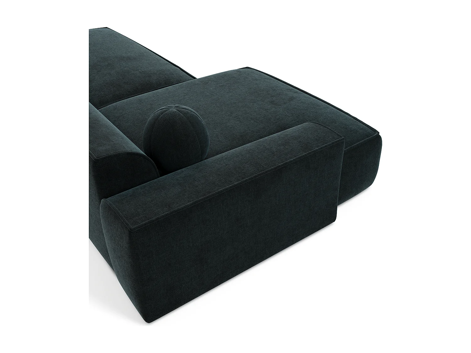 Canapé angle gauche velours bleu paon 260cm  ANIA