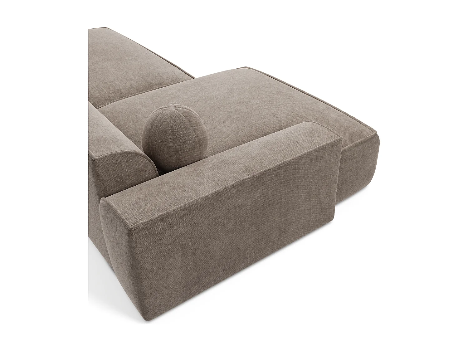 Canapé angle gauche velours taupe 260cm  ANIA