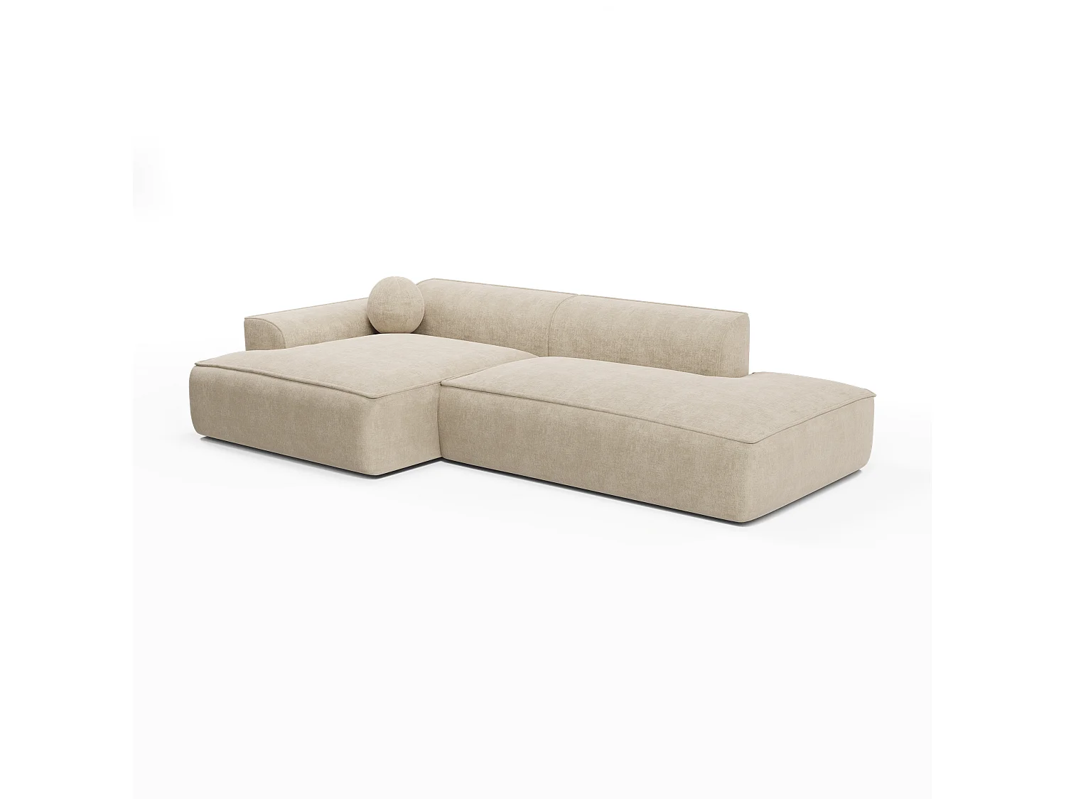 Canapé angle gauche velours crème 260cm  ANIA