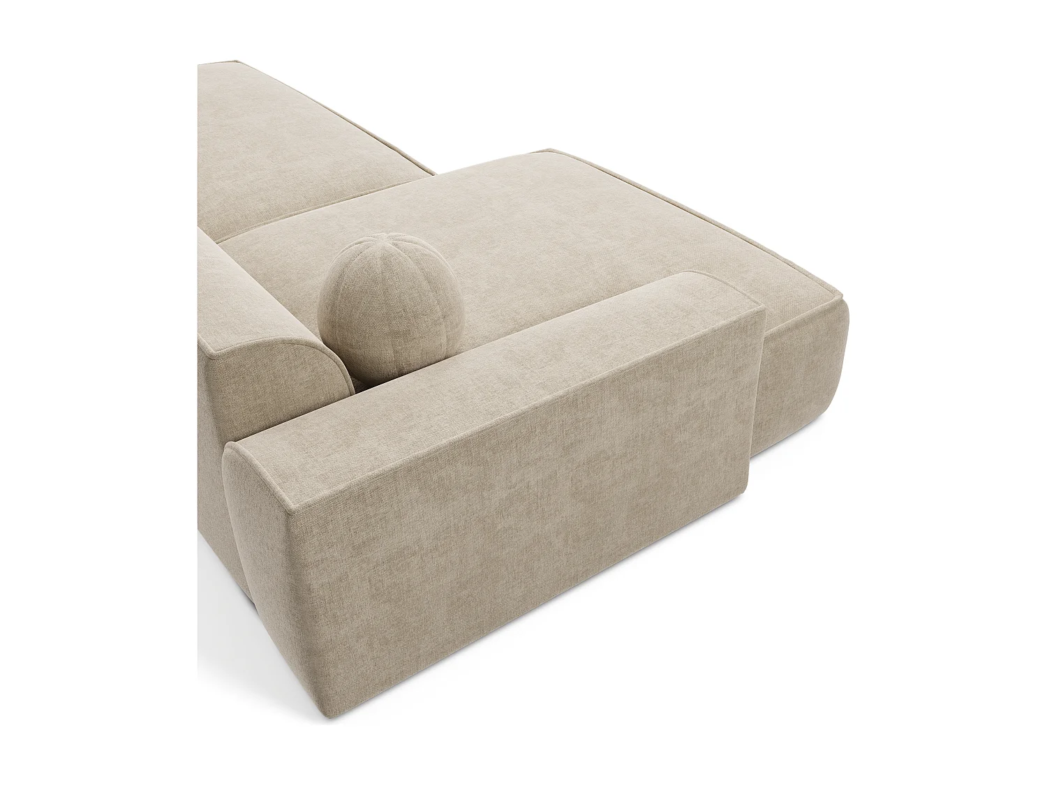 Canapé angle gauche velours crème 260cm  ANIA