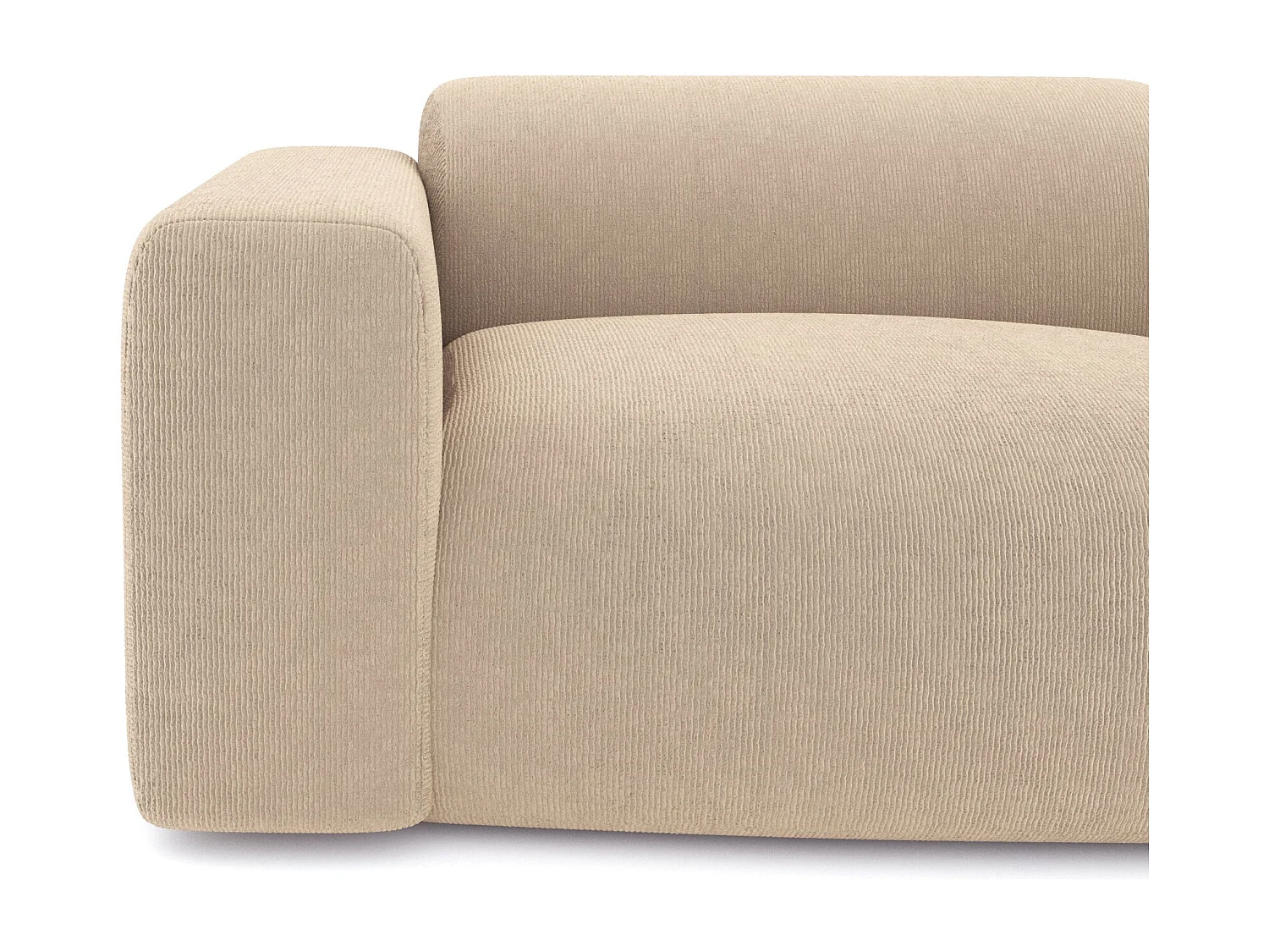 Canapé 3 places velours côtelé beige 205cm MYRA