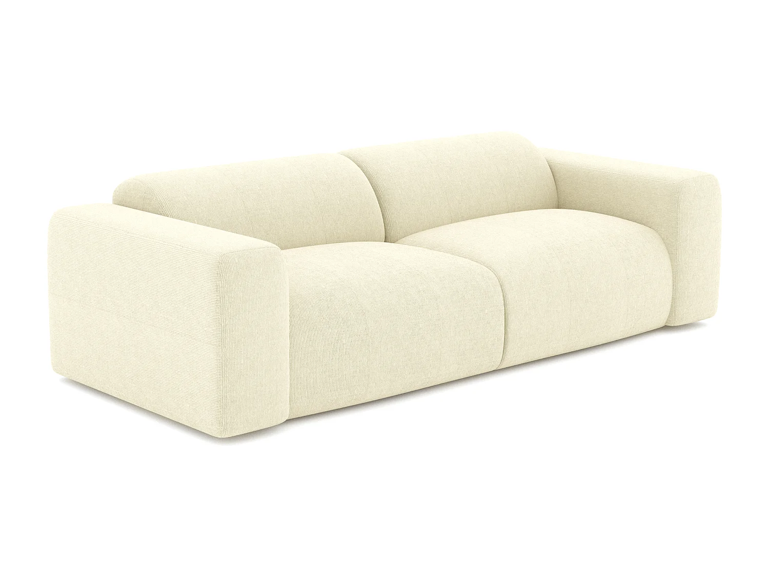 Canapé 3 places velours côtelé crème 205cm MYRA