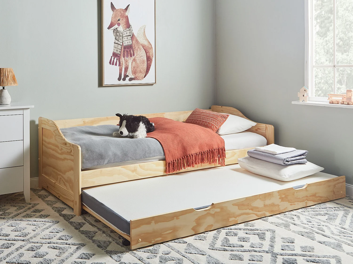 Letto estraibile Legno di pino LUNERAY 90 x 200 cm Marrone chiaro