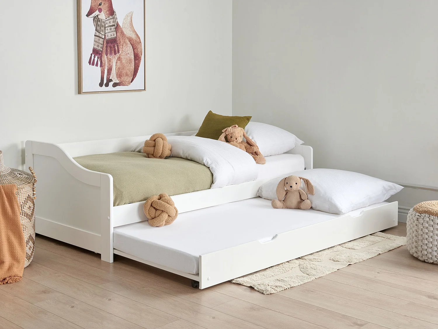 Letto estraibile Legno di pino LUNERAY 90 x 200 cm Bianco