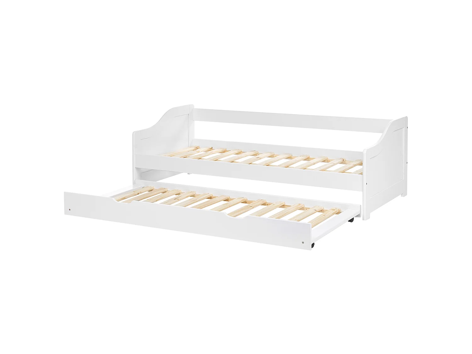 Trundle Bed Pine Wood LUNERAY 90 x 200 cm (EU Single) White