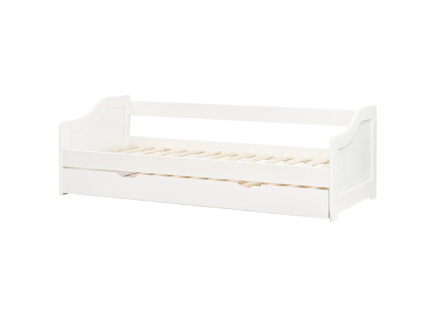 Onderschuifbed Dennenhout LUNERAY 90 x 200 cm Wit