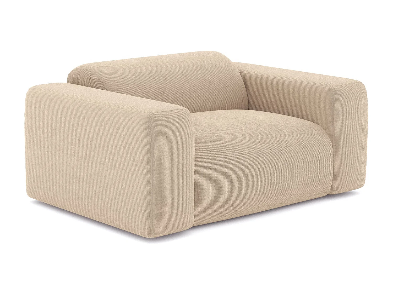 Fauteuil de salon velours côtelé beige MYRA