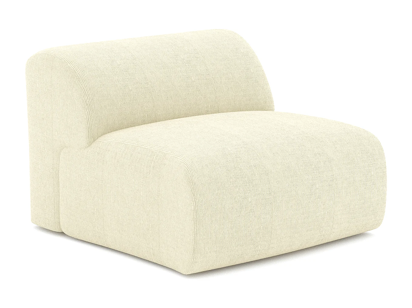 Fauteuil de salon sans accoudoirs velours côtelé crème MYRA