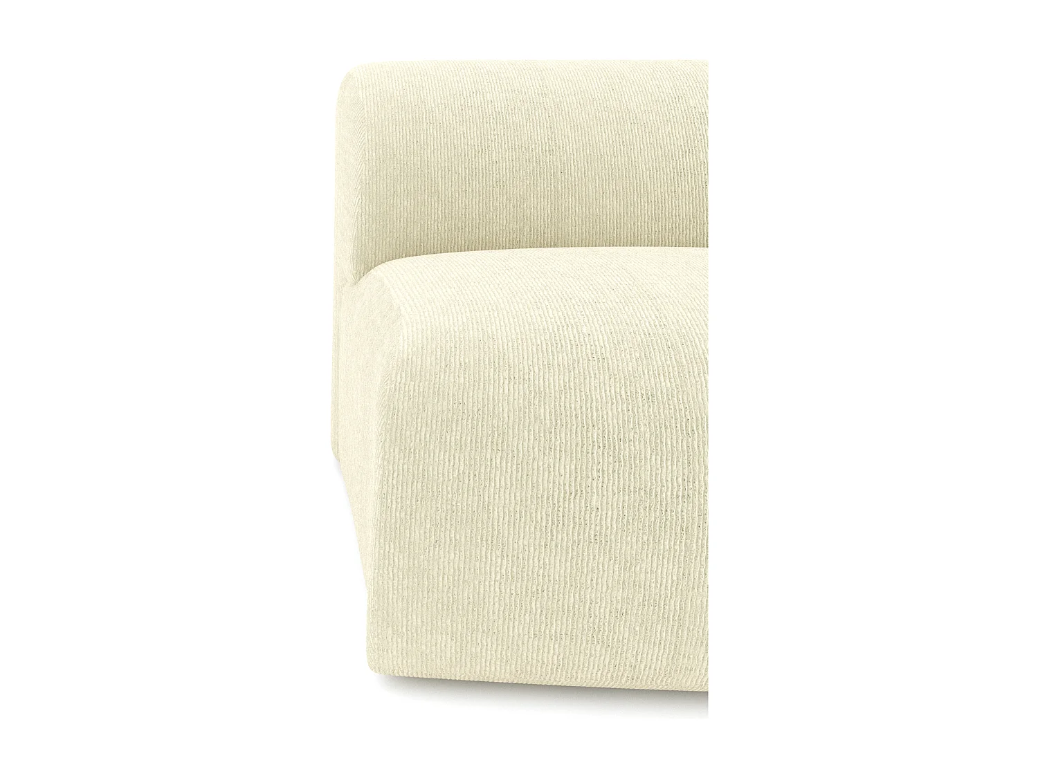 Fauteuil de salon sans accoudoirs velours côtelé crème MYRA