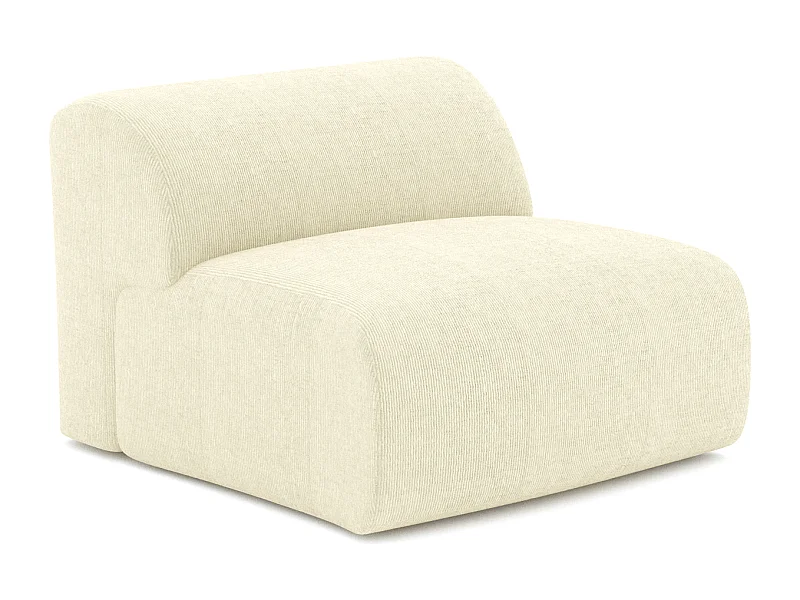 Fauteuil de salon sans accoudoirs velours côtelé crème MYRA