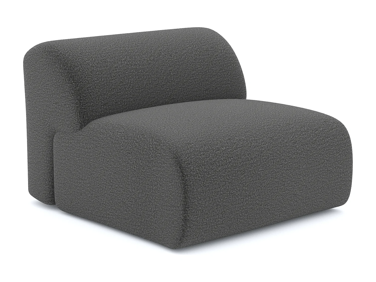 Fauteuil de salon sans accoudoirs en bouclette gris graphite MYRA