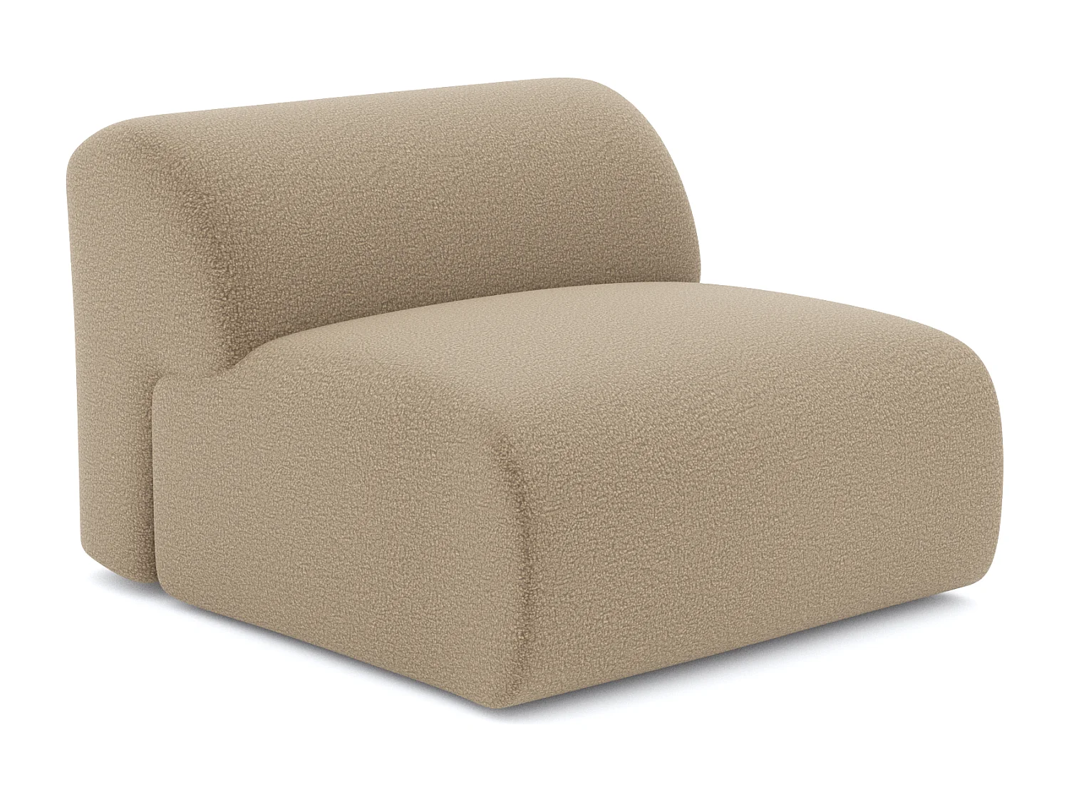 Fauteuil de salon sans accoudoirs en bouclette taupe MYRA