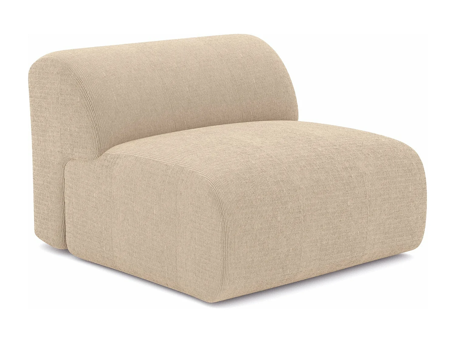 Fauteuil de salon sans accoudoirs velours côtelé beige MYRA