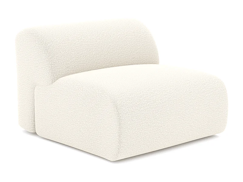 Fauteuil de salon sans accoudoirs en bouclette crème MYRA