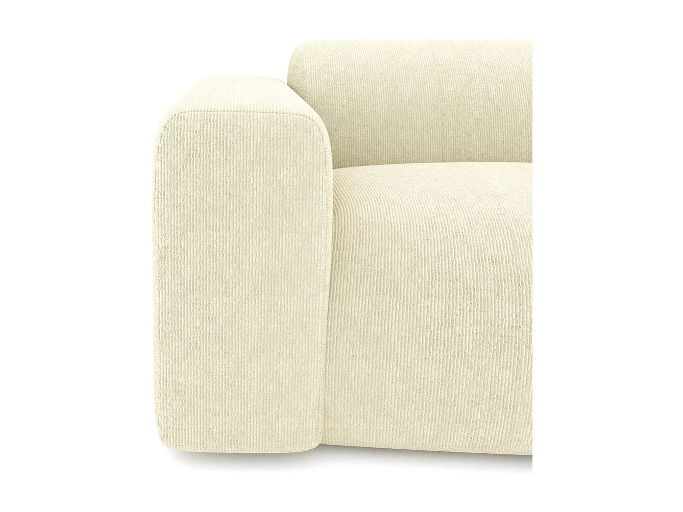 Fauteuil de salon velours côtelé crème MYRA