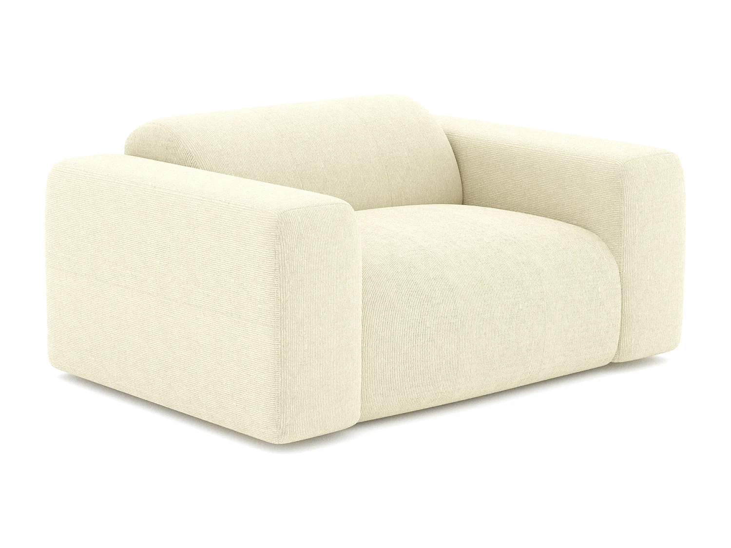 Fauteuil de salon velours côtelé crème MYRA