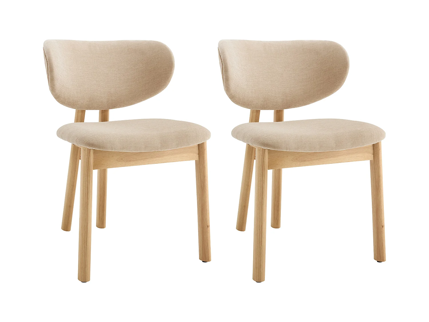 Sæt af 2 stole, tissussokl og hévévéa - Beige - FALDRA